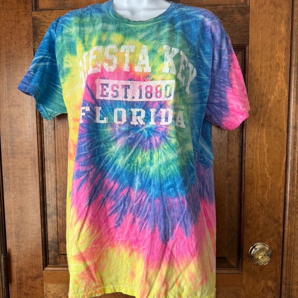 colortone SIESTA KEY FLORIDA Tie-Dye Souvenir Crewneck Tee Large